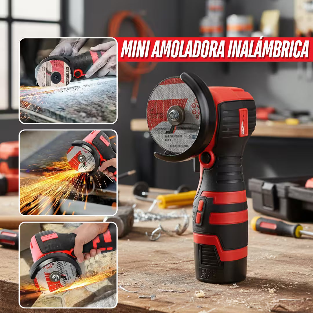 Mini Amoladora Inalámbrica 71mm 2 Baterias +2 Discos