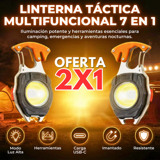 Linterna llavero portátil táctico multifuncional 7 en 1