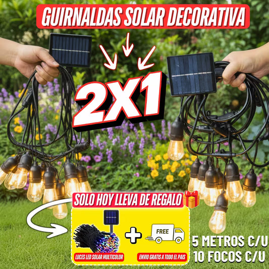 2x1 - Guirnaldas Solar + Regalo Luz Led Solar Multicolor